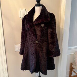 Parkhurst Outdoor Edition Faux Fur Coat Burgundy Wine Textured Swing S
